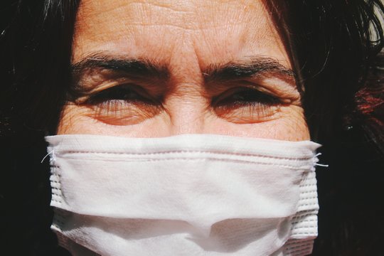 Close up of woman with mask