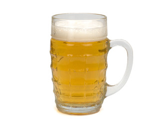 Glass of light beer isolated