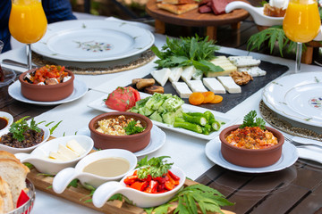 catering breakfast food at a table