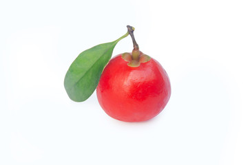 Garcinia cowa Roxb Fruit, Madan red isolated on white background with clipping path .