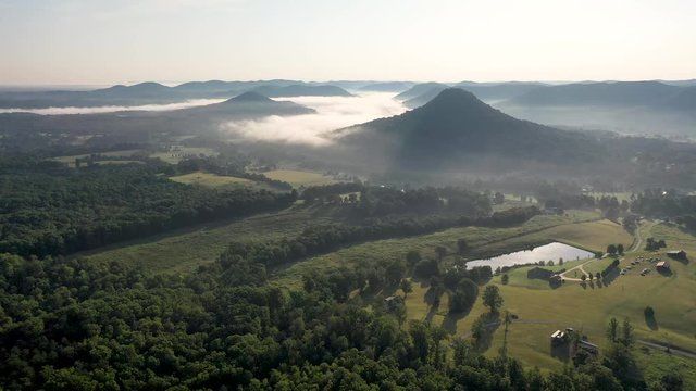 aerial view in central Kentucky mountains