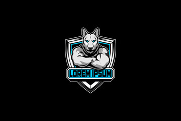 German Shepard dog with human body cartoon character vector logo template