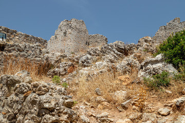 Fototapeta na wymiar Part of the ruin of the castle Asklipio