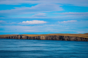 Fototapeta premium Breath taking View to the Blue Water on the Ferry Boat to Terra Del Fuego, Chile