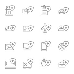 insurance simple line icons set