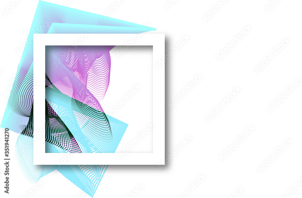 Canvas Prints abstract geometric line art background with white frame on white background for copy space