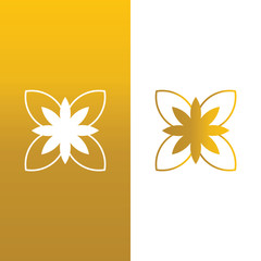 Flower logo design, gold shapes, and abstract symbols, design concepts, logos, logo elements for the template.