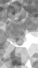 Gray translucent hexagons on white background. Vertical image orientation. 3D illustration