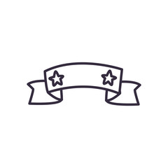 Ribbon with stars line style icon vector design