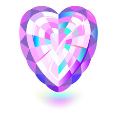 Heart cut gemstone shape isolated on white background
