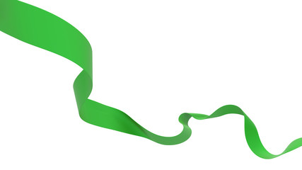 Smooth green ribbon on white background. 3d render