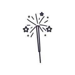 firework with stars line style icon vector design