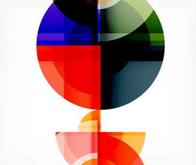 Obraz premium Abstract background, circle and triangle design round shapes overlapping. Geometric trendy template. Vector Illustration For Wallpaper, Banner, Background, Card, Book Illustration, landing page