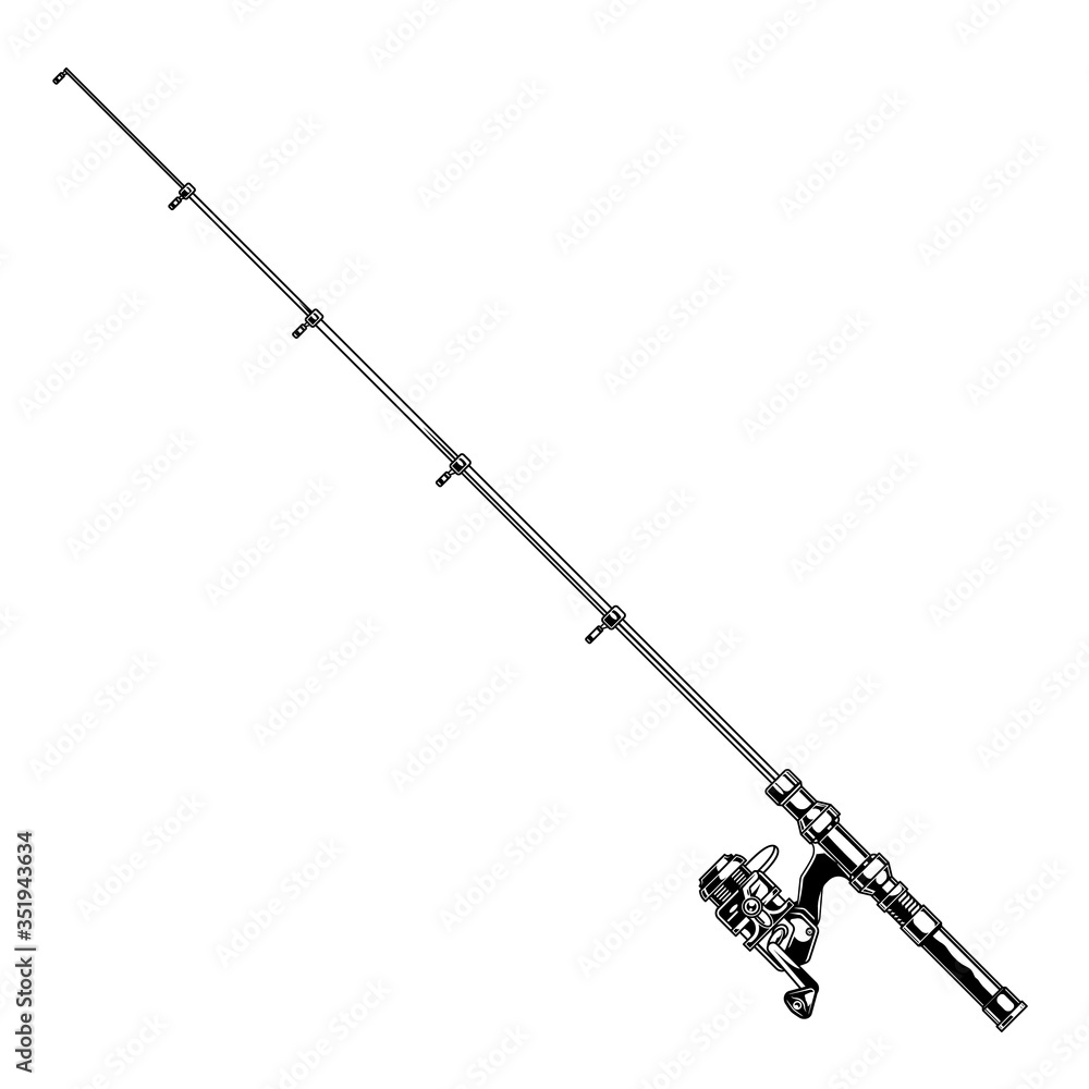 Sticker Vintage fishing rod with spinning reel