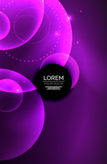 Neon shiny transparent glowing circles with light effects. Techno futuristic vector abstract background For Wallpaper, Banner, Background, Card, Book Illustration, landing page