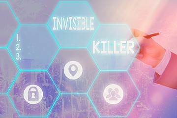 Writing note showing Invisible Killer. Business concept for presence into the air of a substance...