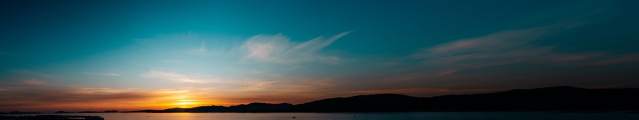 Panoramic sunset sky full of clouds