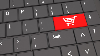 online shopping or internet shop concepts, with shopping cart symbol.