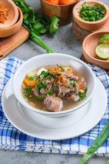Indonesian traditional culinary, called sop buntut or oxtail soup