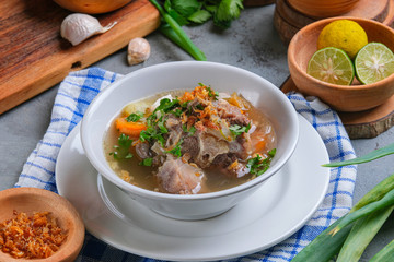 Indonesian traditional culinary, called sop buntut or oxtail soup