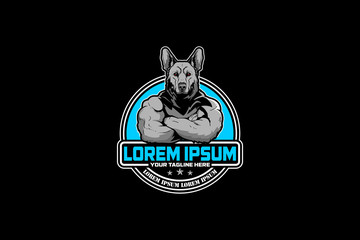 German Shepard dog with human body cartoon character vector logo