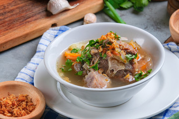 Indonesian traditional culinary, called sop buntut or oxtail soup