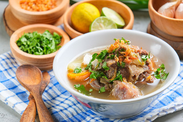 Indonesian traditional culinary, called sop buntut or oxtail soup