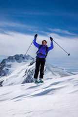 skiing in the mountains