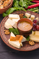 Hospitable Georgian cuisine. national snacks on ethical plates