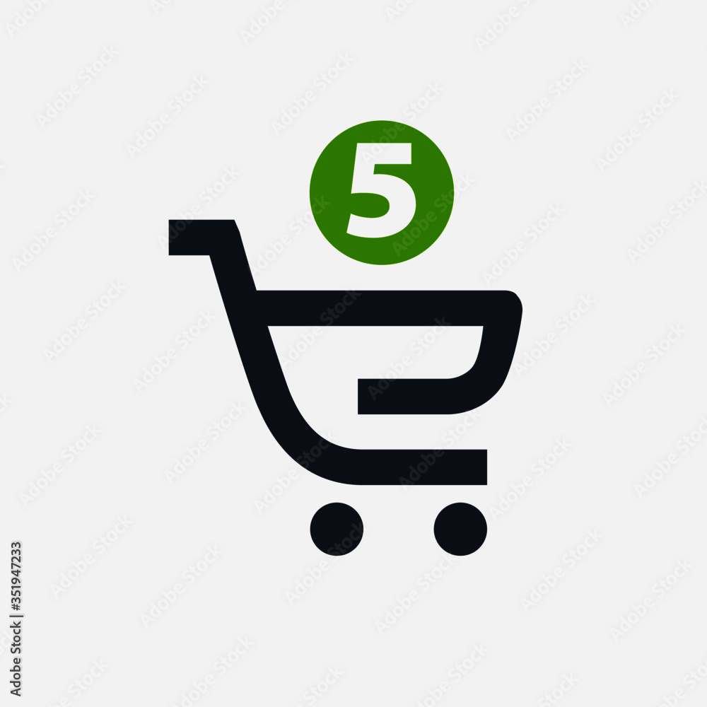 Poster shopping cart quantity line vector minimalistic icon. commerce vector symbol. supermarket amount car