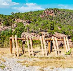 Mountains of Albarracin in Teruel in a sunny day. It´s situated in the center of Spain.