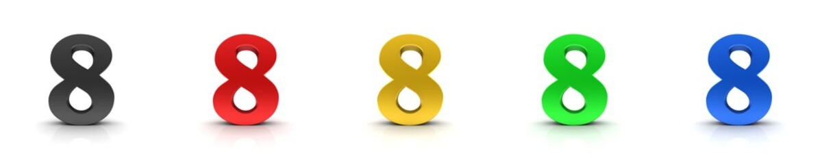 Obraz premium 8 eight numbers 3d sign black red gold green blue