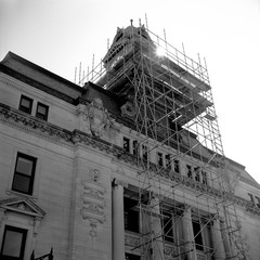Old Building construction Small Town Medium Format Black and White Film