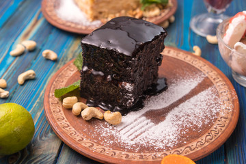 homemade desserts on a blue background