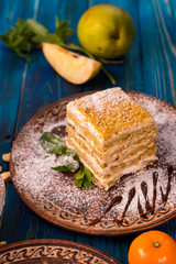 homemade desserts on a blue background