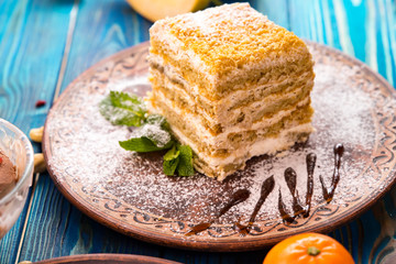 homemade desserts on a blue background