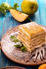 homemade desserts on a blue background