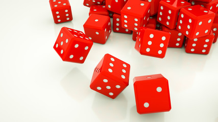 red dice on a white background. 3d render illustration