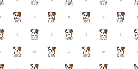 Cartoon character bulldog seamless pattern background for design.