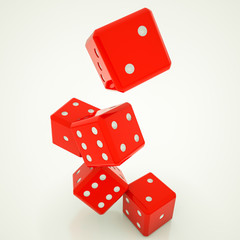 red dice on a white background. 3d render illustration