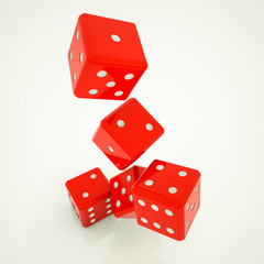 red dice on a white background. 3d render illustration