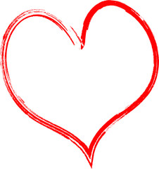 Red heart - doodle style outline for romantic valentines day greeting card. Vector graphic for web design, beautiful icon for cover.