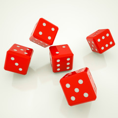 red dice on a white background. 3d render illustration