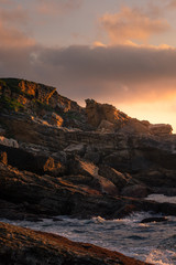 Sunset in the basque coast under Jaizkibel mountain in Hondarribia, Basque Country.