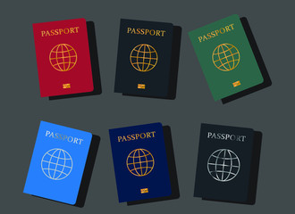 Vector of assorted passports from around the world
