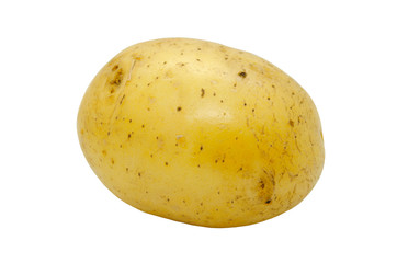 Potato tuber close up isolated on a white background. Fresh vegetables. Item for packaging, scene creator