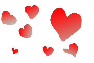 Many red hearts on a white background. Valentine's day