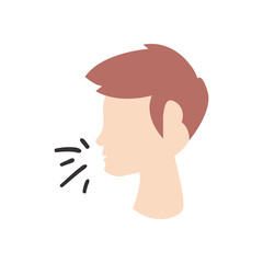 Man head with dry cough flat style icon vector design