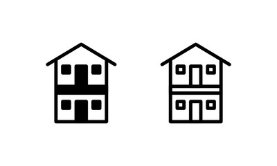 Two 2 Floor Office, Home, House Icon, Logo, Vector