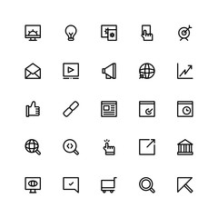 Set of Search Engine Optimization outline style icon - vector